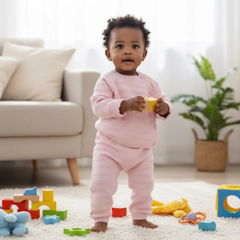 Soft Pale Pink Knit Sweater and Pants for Casual Comfort Soft Pale Pink Knit Sweater and Pants for Casual Comfort — Baby Outfits