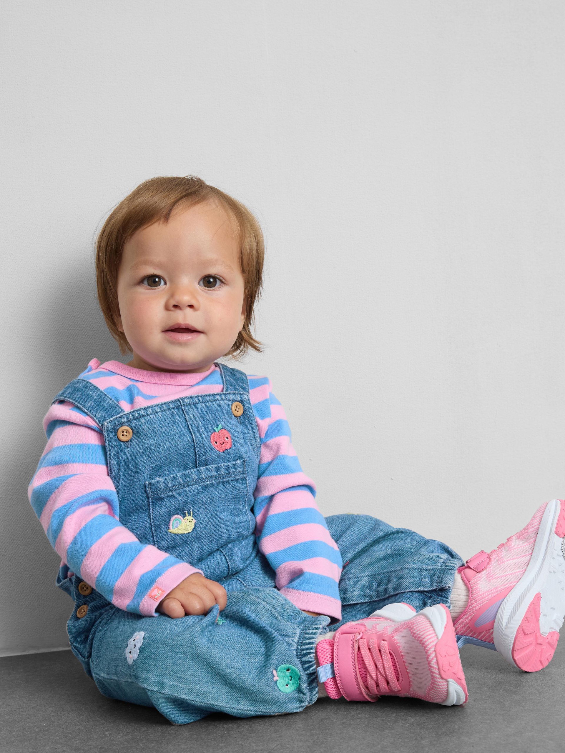Fun Denim Overalls with Fruit and Snail Appliques Fun Denim Overalls with Fruit and Snail Appliques — Baby Outfits