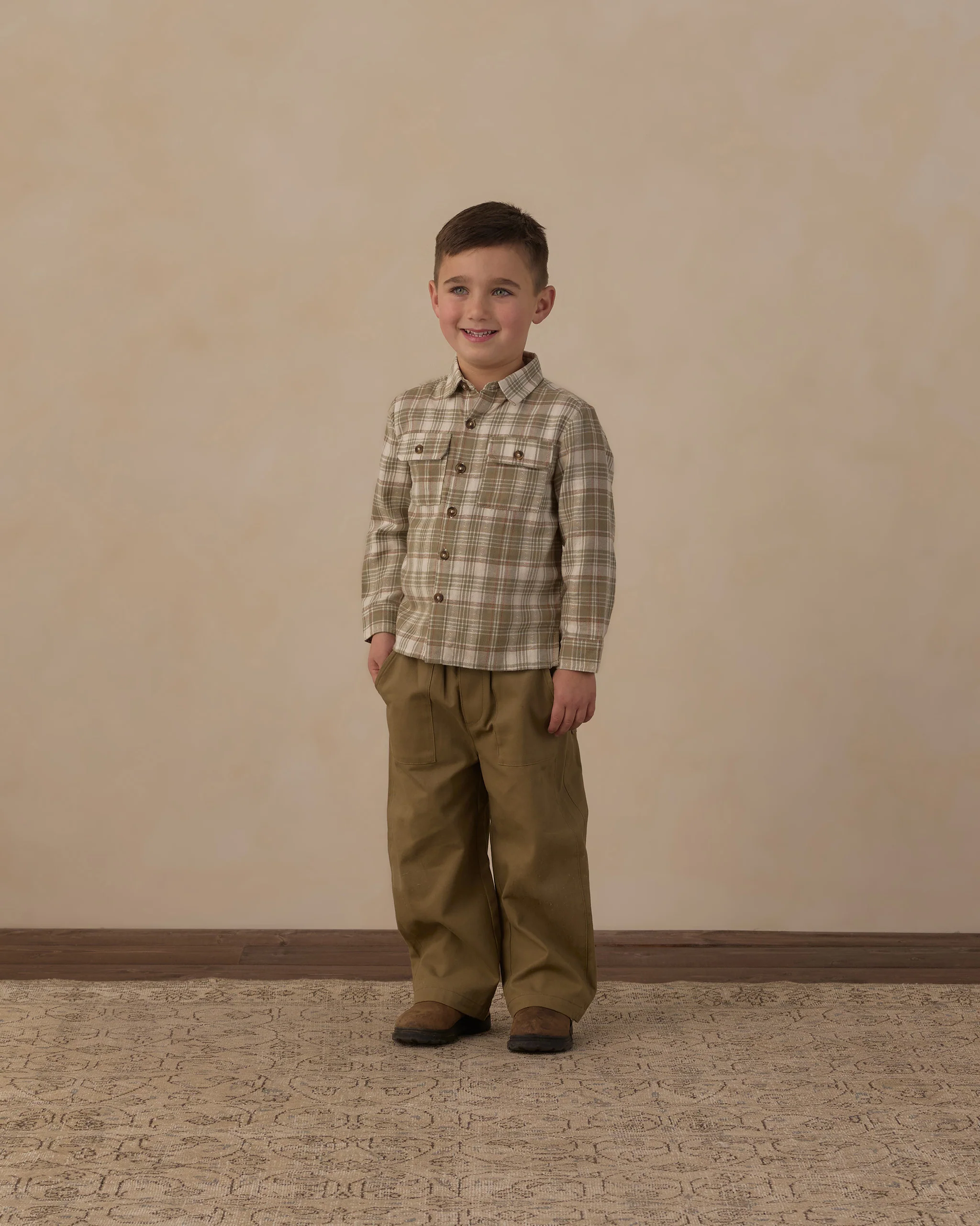 Plaid Shirt and Khaki Trousers for a Comfortable Ensemble Plaid Shirt and Khaki Trousers for a Comfortable Ensemble — Toddler Boy Outfits