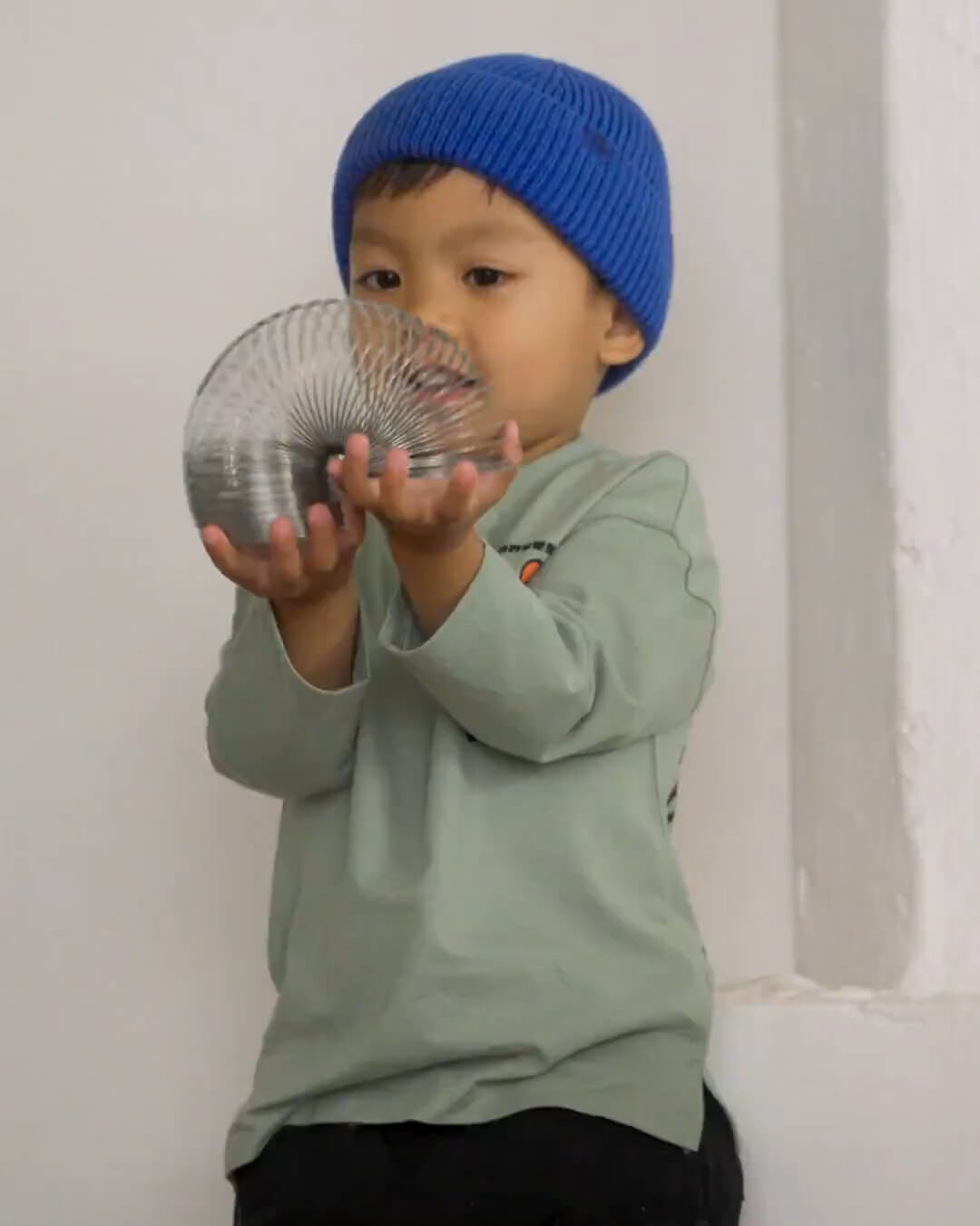 Sage Green Tee and Royal Blue Beanie for a Pop of Color Sage Green Tee and Royal Blue Beanie for a Pop of Color — Toddler Boy Outfits