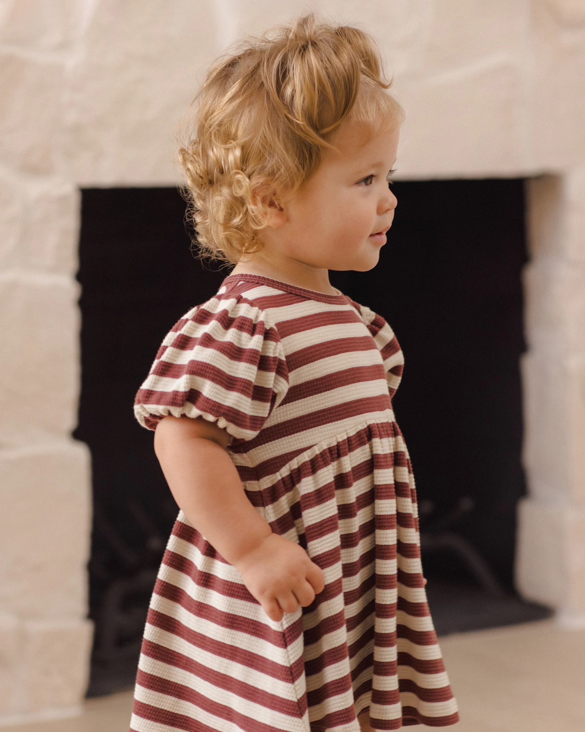 Maroon and Cream Striped Waffle Knit Dress Maroon and Cream Striped Waffle Knit Dress — Little Girl Outfits