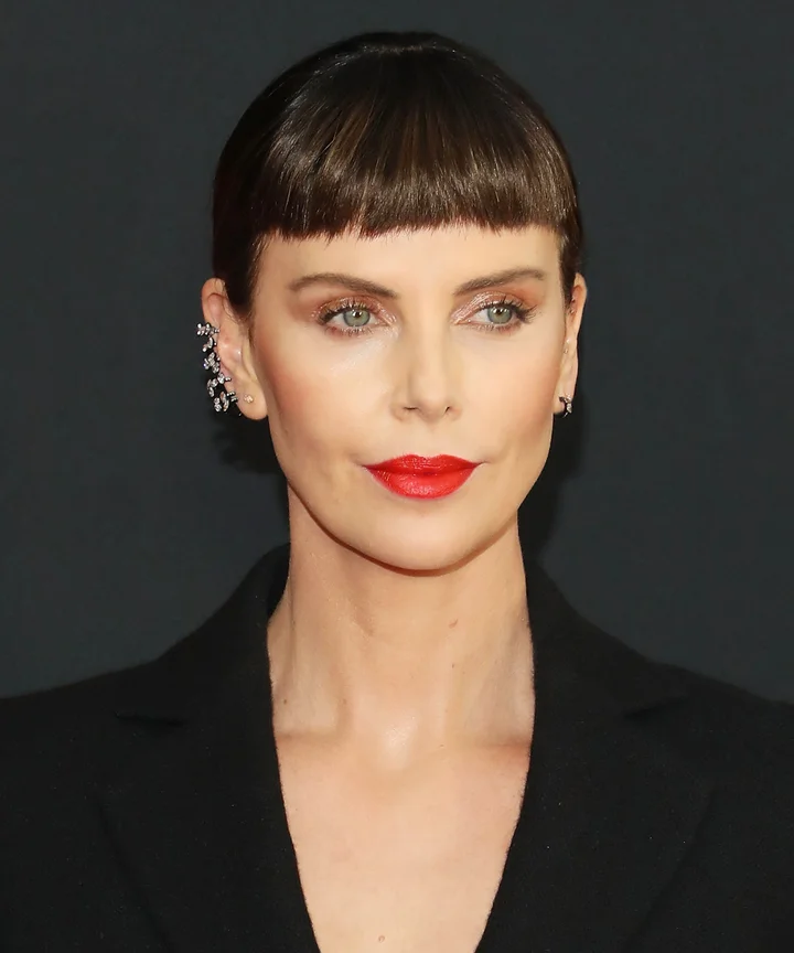 Formal Black Blazer with Micro Bangs and Red Lipstick — Short Bangs