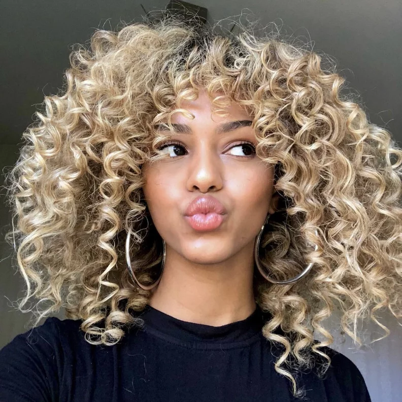 Curly Ash Blonde Bob With Curly Bangs Curly Ash Blonde Bob With Curly Bangs — Hairstyles with Bangs