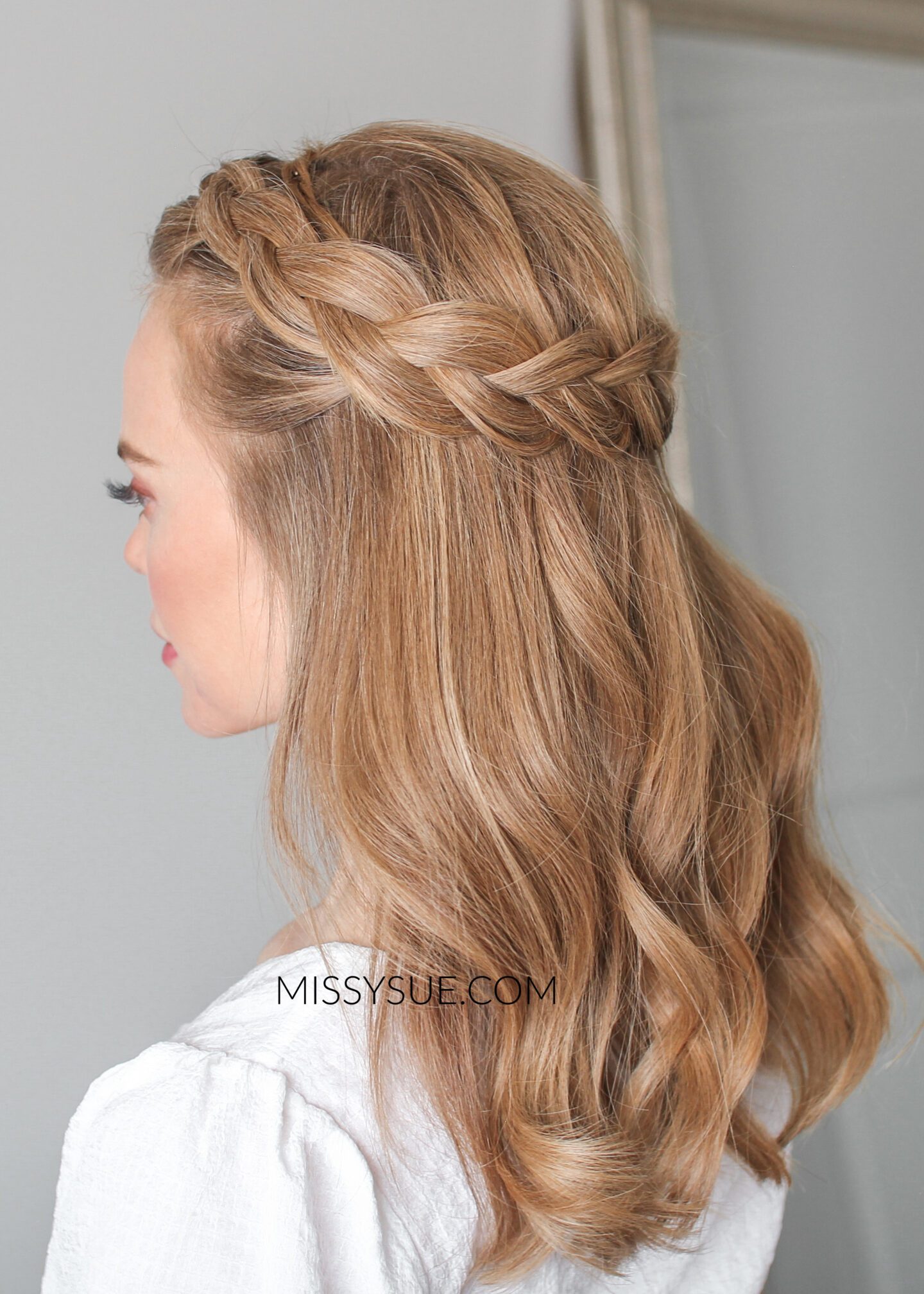 Warm Blonde With Lighter Highlights Visual Idea — Crown Braid
