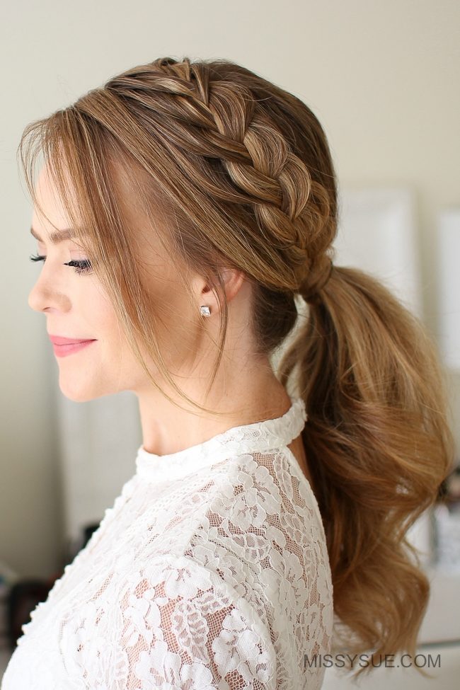 Shoulder Length Ponytail With Braided Front — Braided Ponytail