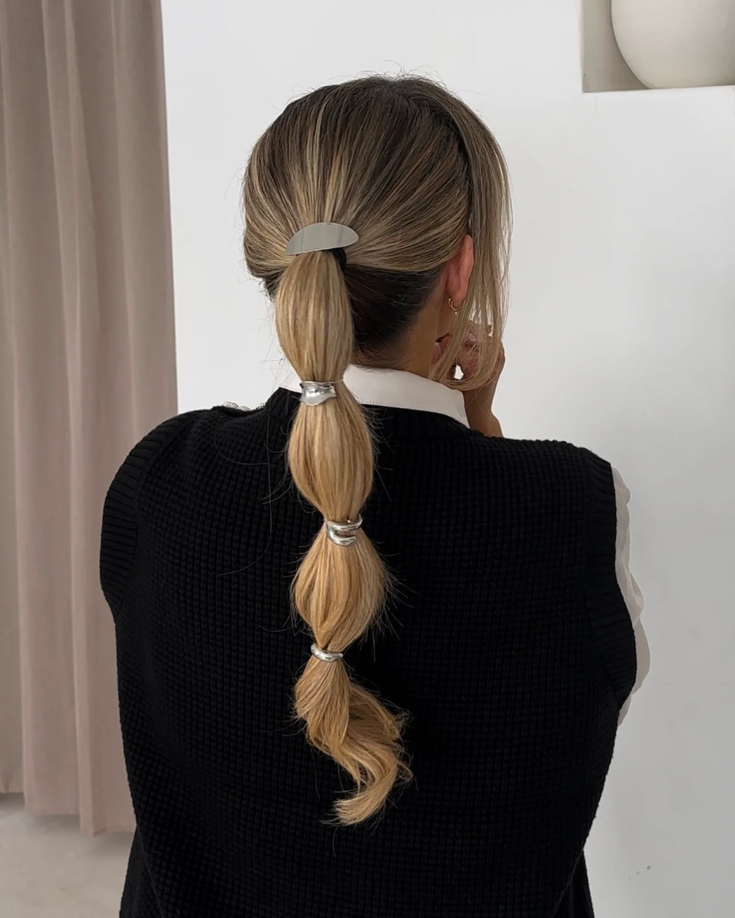 DIY Dark Blonde Bubble Ponytail — Braided Ponytail