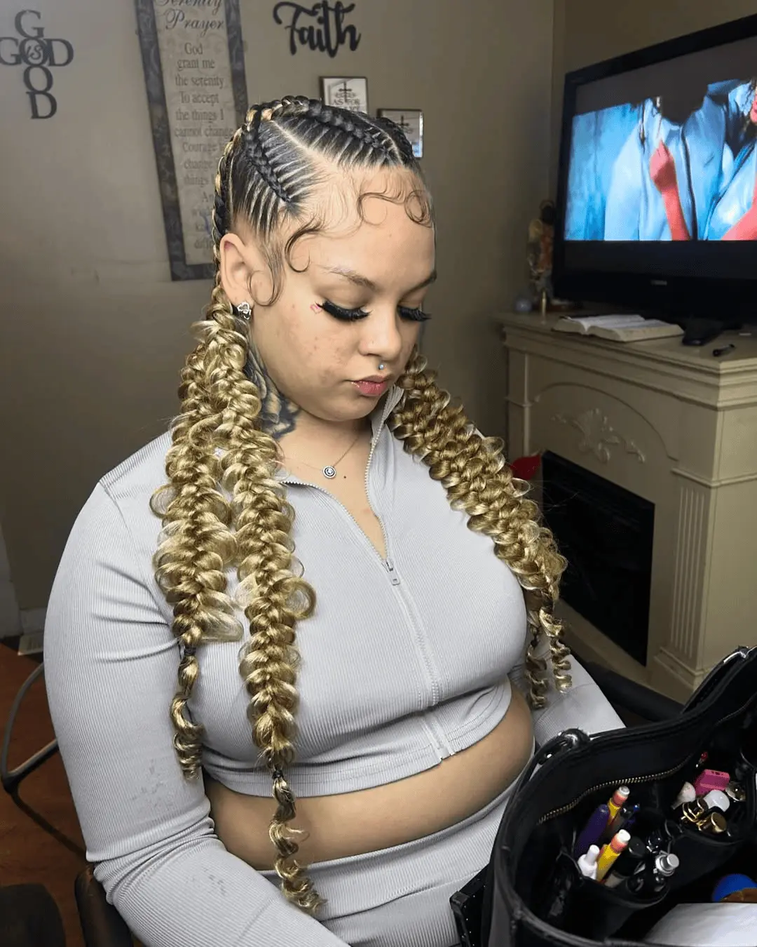 Cornrows to Ponytails with Highlights — Butterfly Braid