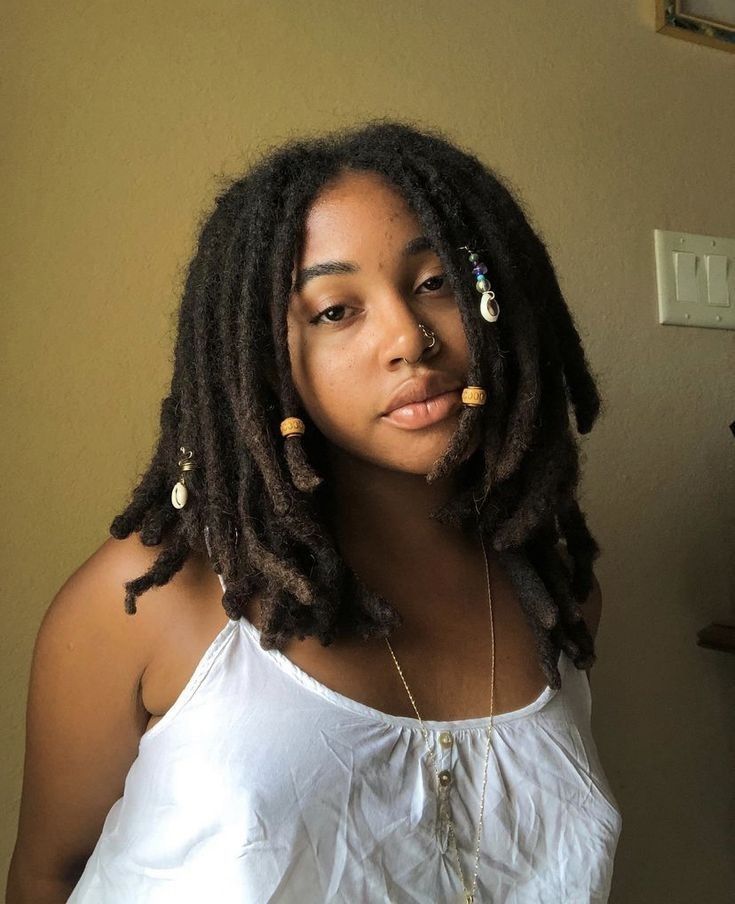 Shoulder-Length Locs with Bohemian Accessories — Barrel Twists
