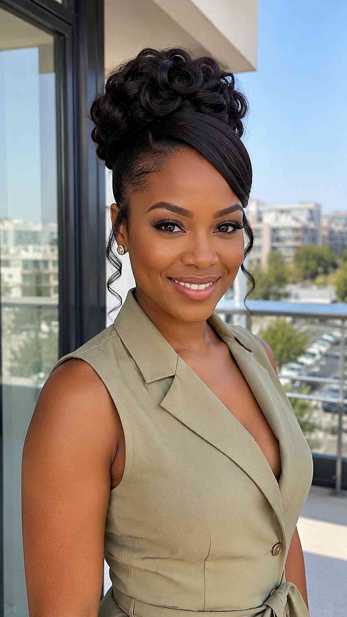 Elegant Rolled Updo With Side Bangs Elegant Rolled Updo With Side Bangs — Easy Natural Hairstyles