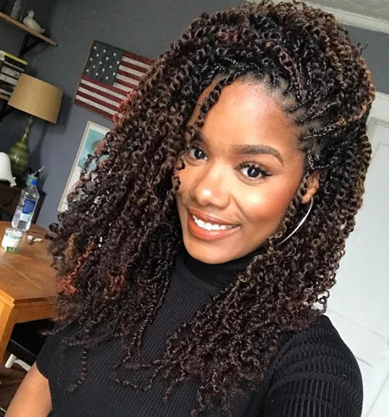 Coily Braids and Twists With Auburn Highlights Coily Braids and Twists With Auburn Highlights — Easy Natural Hairstyles