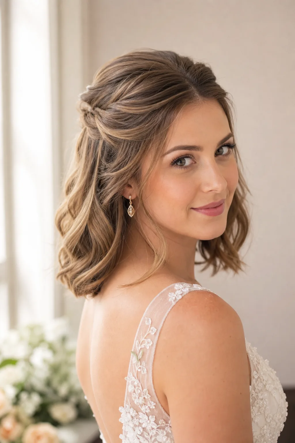 Honey Blonde Bob Half-Up Braids Honey Blonde Bob Half-Up Braids — Updos for Short Hair