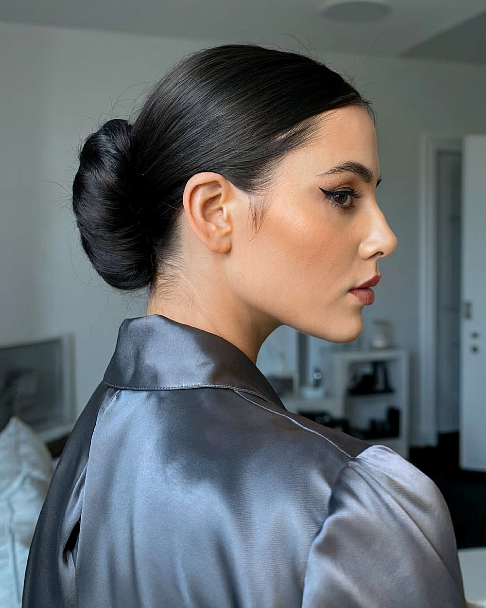 Sleek Black Low Chignon Sleek Black Low Chignon