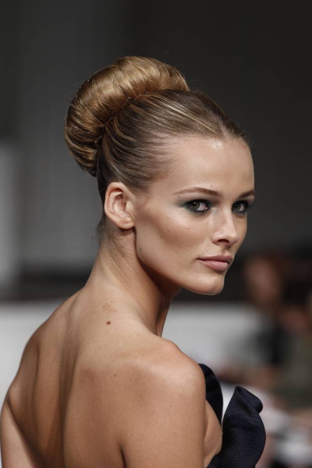 Sculpted Honey Blonde Chignon At Crown Sculpted Honey Blonde Chignon At Crown