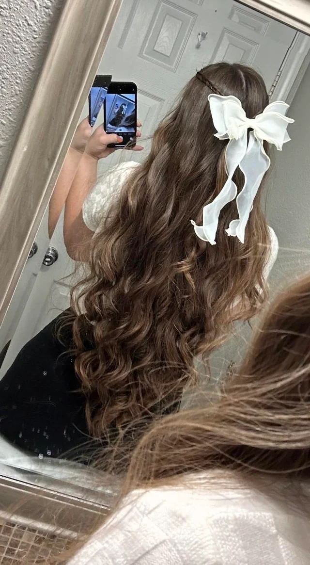Air-Dried Waves with Romantic Bow — Heatless Curls