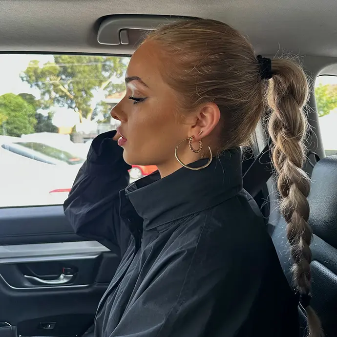 Ash Blonde Dutch Braid Ponytail — Slick Back Hairstyles