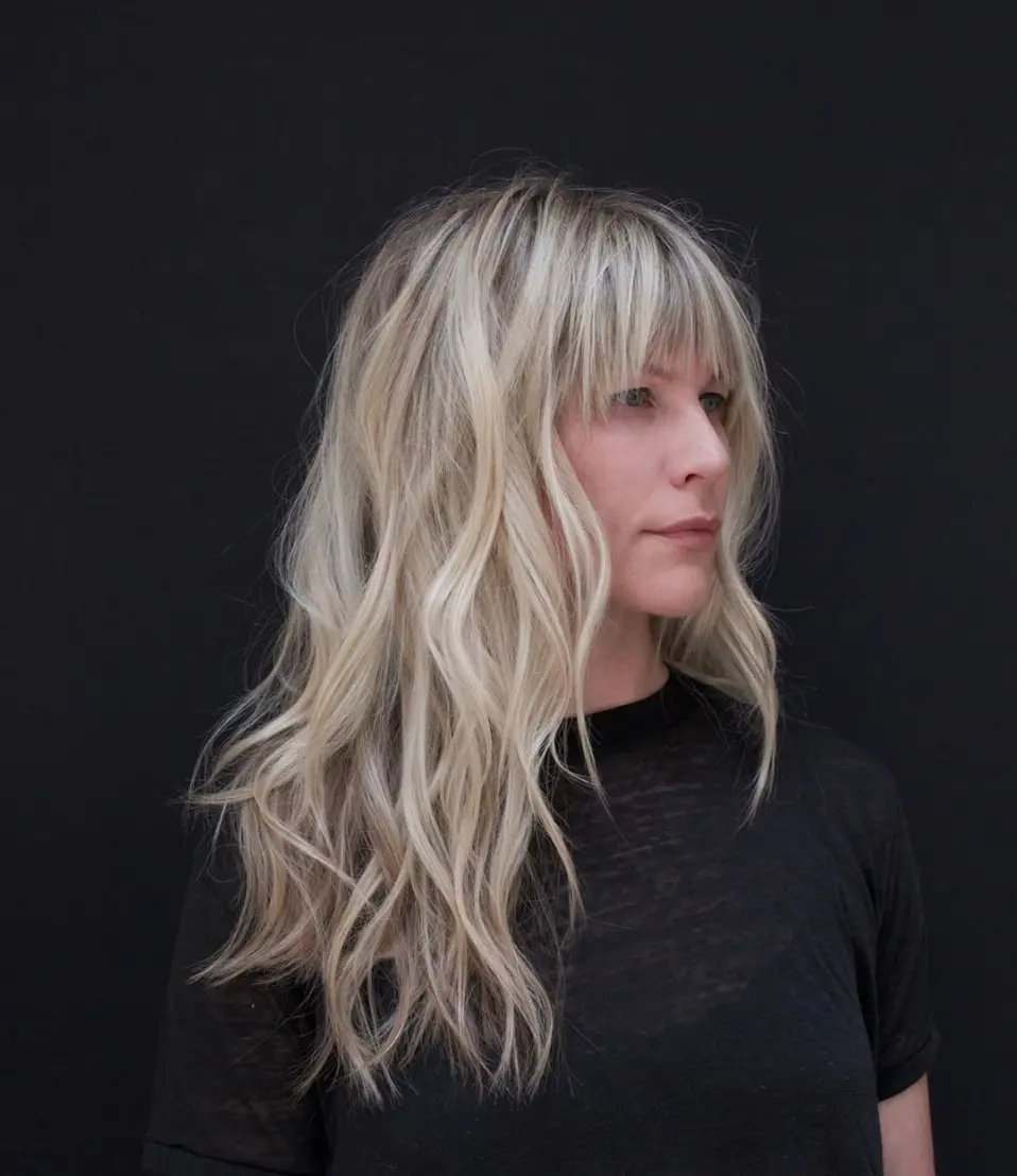 Curtain Bangs With Textured Waves Curtain Bangs With Textured Waves — Beach Waves