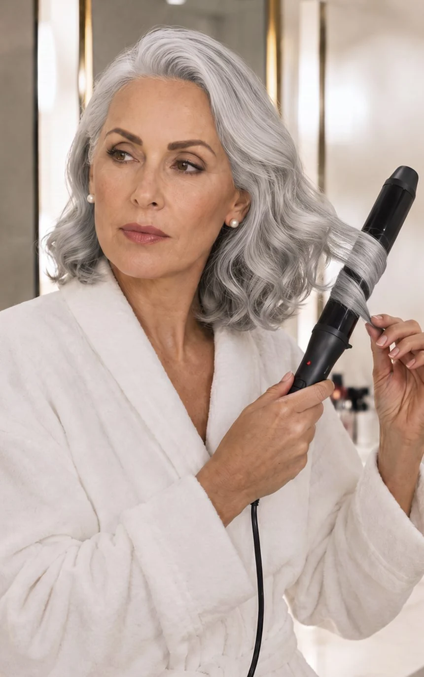 Sophisticated Grey Wand Curls Sophisticated Grey Wand Curls