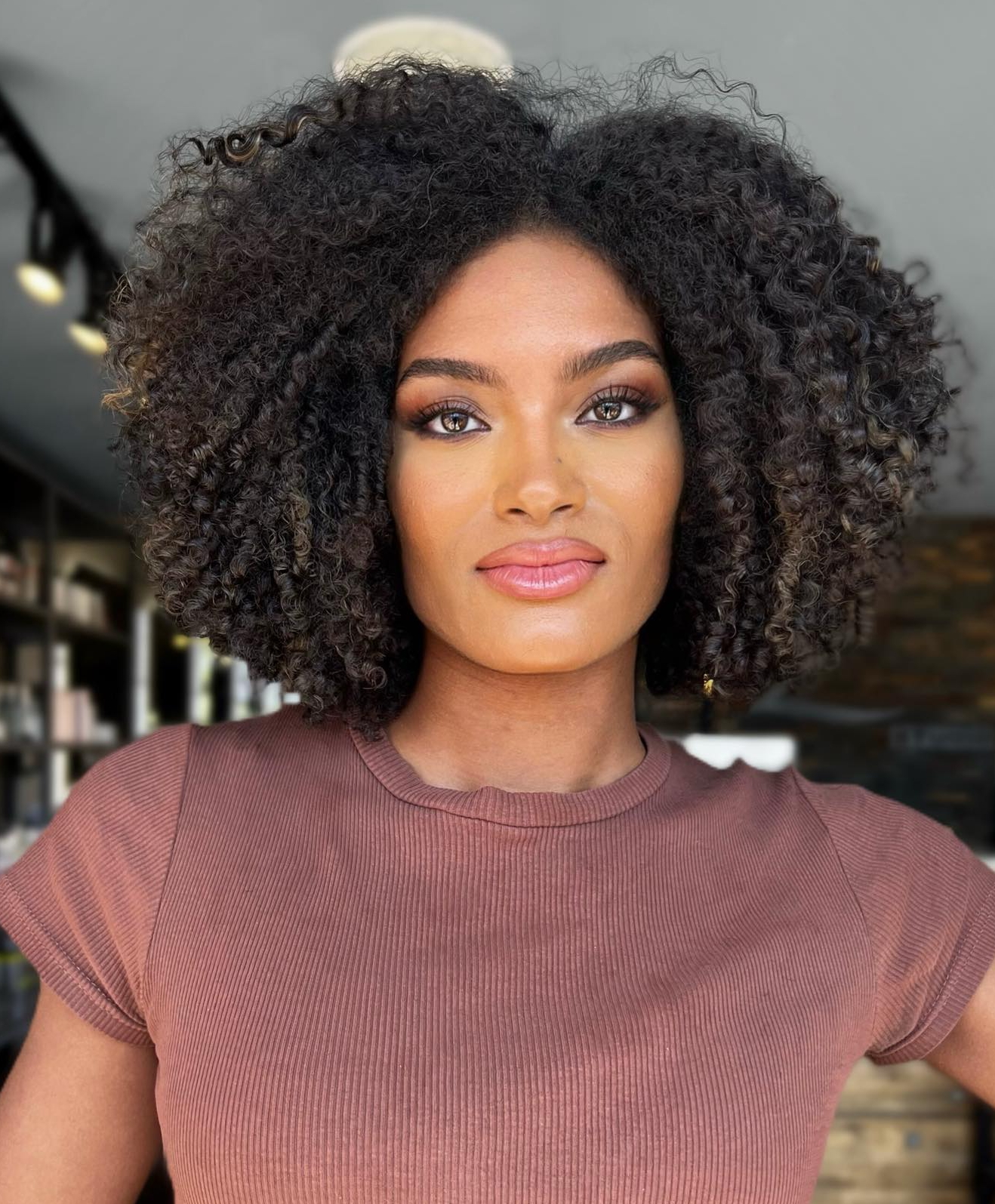 Shoulder-Length Curly Layers — Fluffy Hair