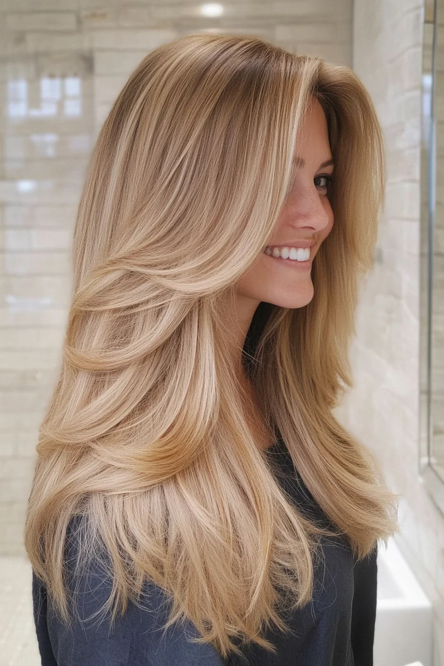 Ash Blonde Collarbone Layers with Side Bangs Ash Blonde Collarbone Layers with Side Bangs — Hairstyles for Long Hair