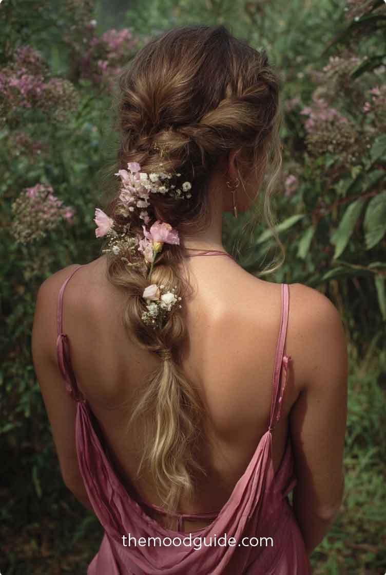 Braided Updo with Flowers Braided Updo with Flowers — Aesthetic Hairstyles
