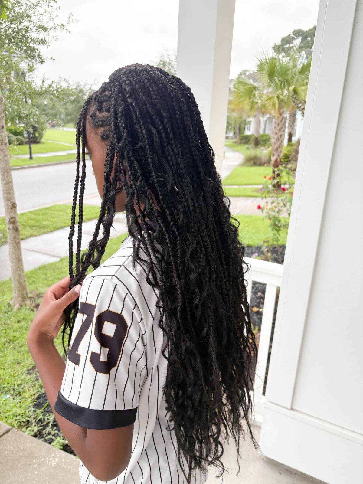 Long Box Braids with Wavy Ends — Hairstyles for Teens