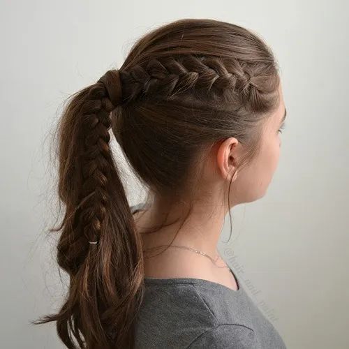 High Ponytail with Fishtail Braid Detail — Hairstyles for Teens