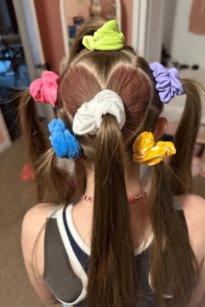 Heart Sections in Pink-Tinted Pigtails — Crazy Hair Day Ideas
