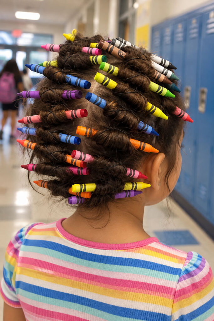 Braids Meet Crayons for Artistic Flair — Crazy Hair Day Ideas