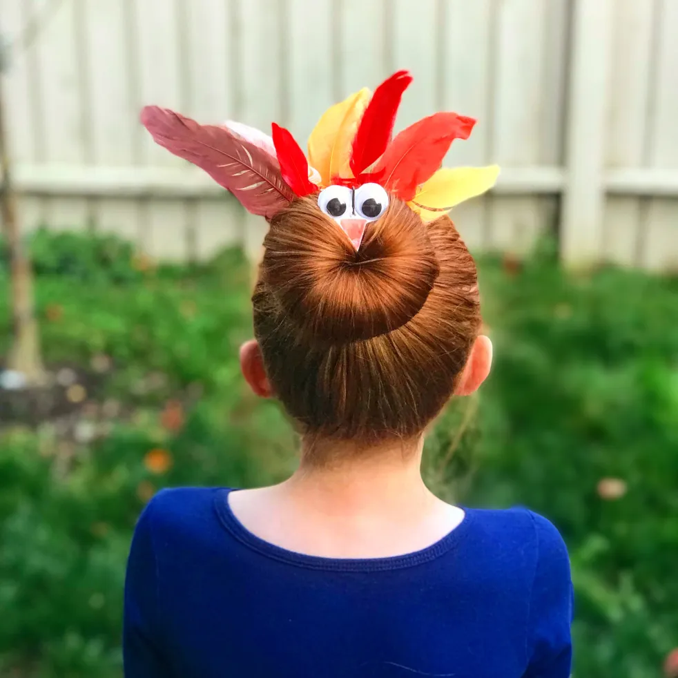 Festive Turkey Face Bun — Crazy Hair Day Ideas