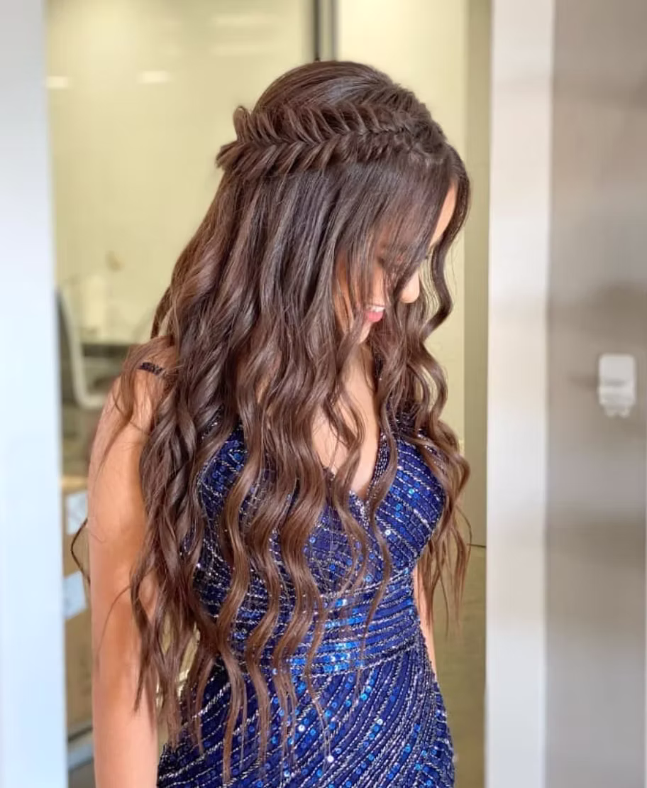 Half-Up Half-Down with Braids and Waves — Party Hairstyles