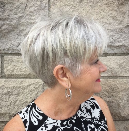 Silver Grey Stacked Bob Silver Grey Stacked Bob — Haircuts for Women Over 60