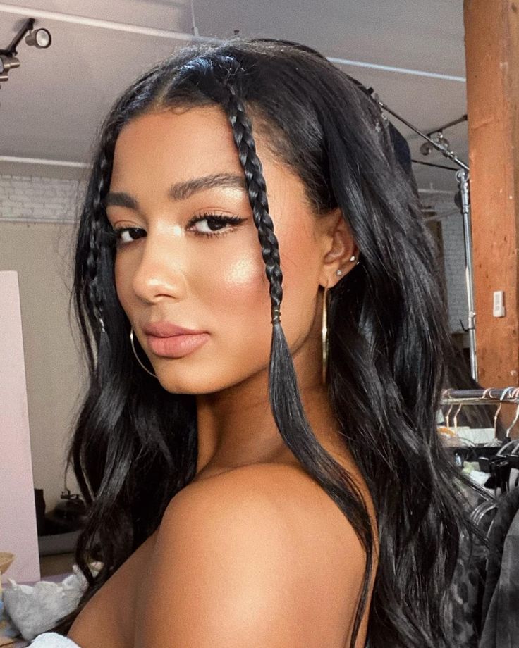 Face-Framing Braids With Air-Dried Waves — Camping Hairstyles