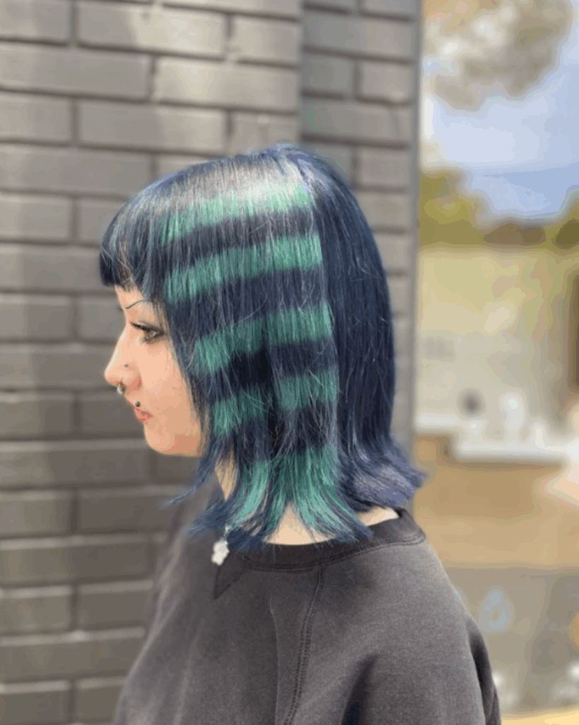 Dark Blue With Teal Stripes Dark Blue With Teal Stripes — Fun Hair Colors