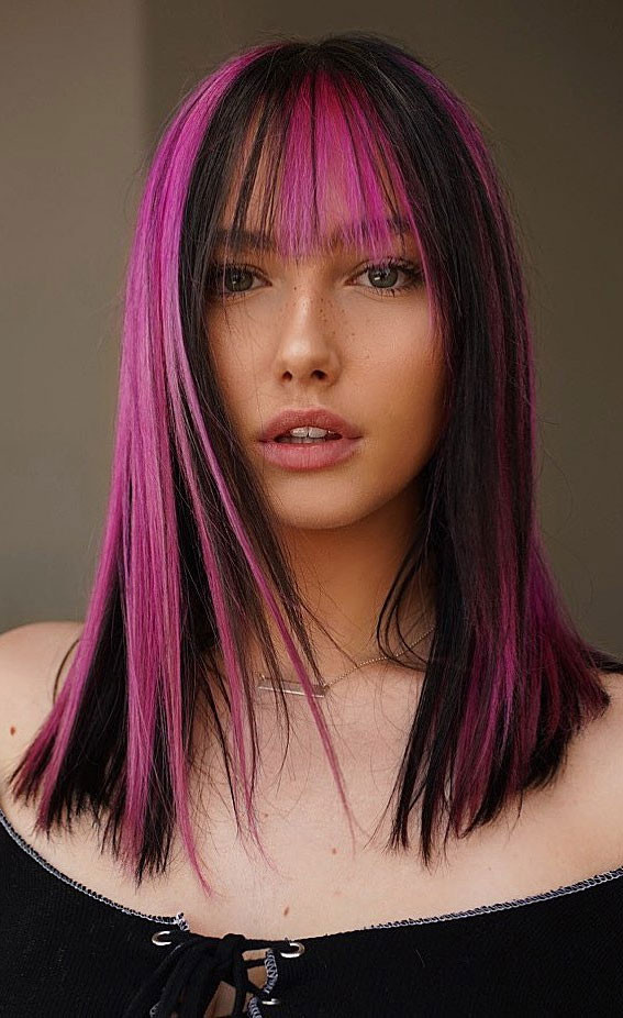 Angled Bob With Soft Lavender Ends — Two Tone Hair