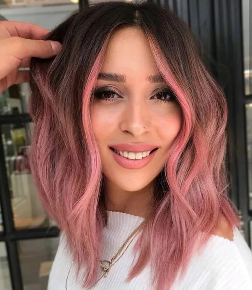 Visual Idea — Ending At The Collarbone Pink Highlights