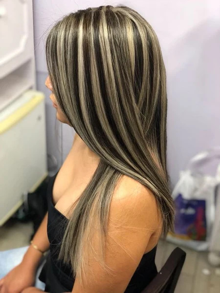 Side View Visual Idea Side View Visual Idea — Silver Highlights on Black Hair