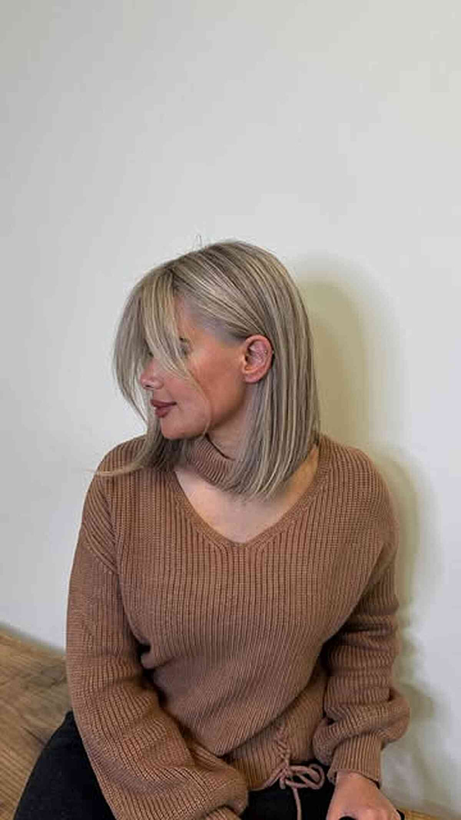 Cool Ash Blonde Bob with Curtain Bangs Cool Ash Blonde Bob with Curtain Bangs