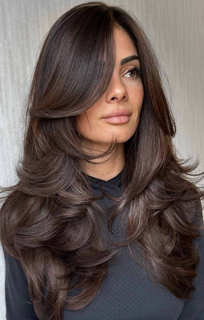Long Layered Haircut Visual Idea Long Layered Haircut Visual Idea — Chocolate Brown Hair