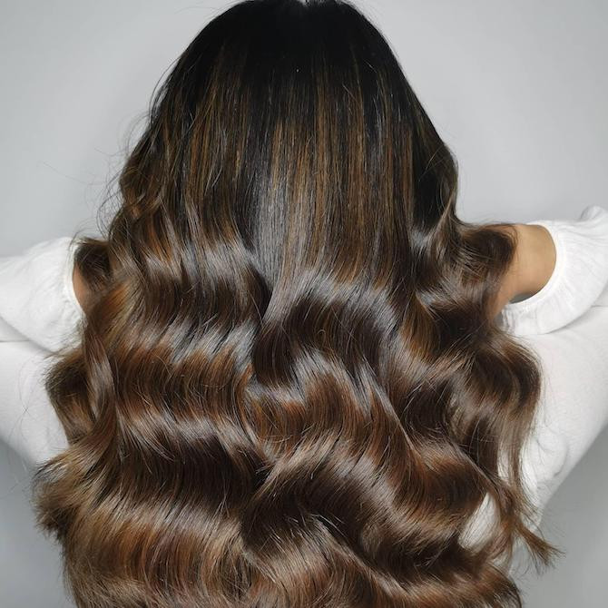 Multi-Dimensional Mocha Blowout Finish — Mocha Brown Hair