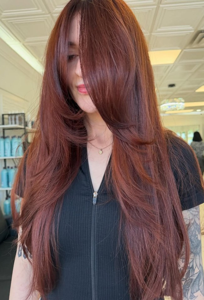 Rich Dark Auburn With Face-Framing Layers Rich Dark Auburn With Face-Framing Layers — Dark Auburn Hair
