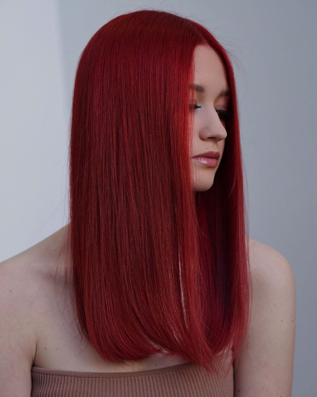 Deep Bright Red Straight Mid-Back — Bright Red Hair