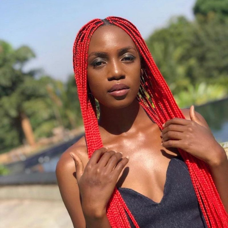 Vivid Red Box Braids — Bright Red Hair
