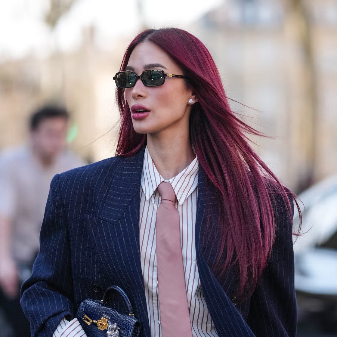 Intense Cherry Red Straightened Layers — Cherry Red Hair