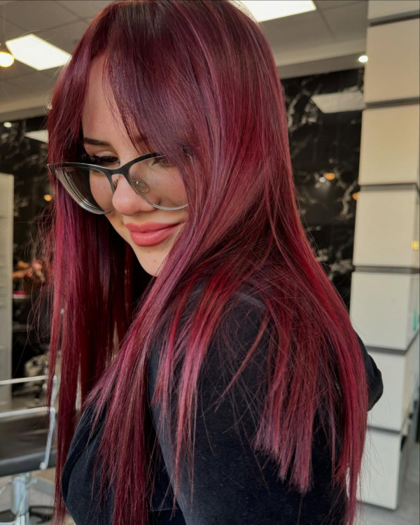 Visual Idea — A Woman With Medium-Density — Cherry Red Hair