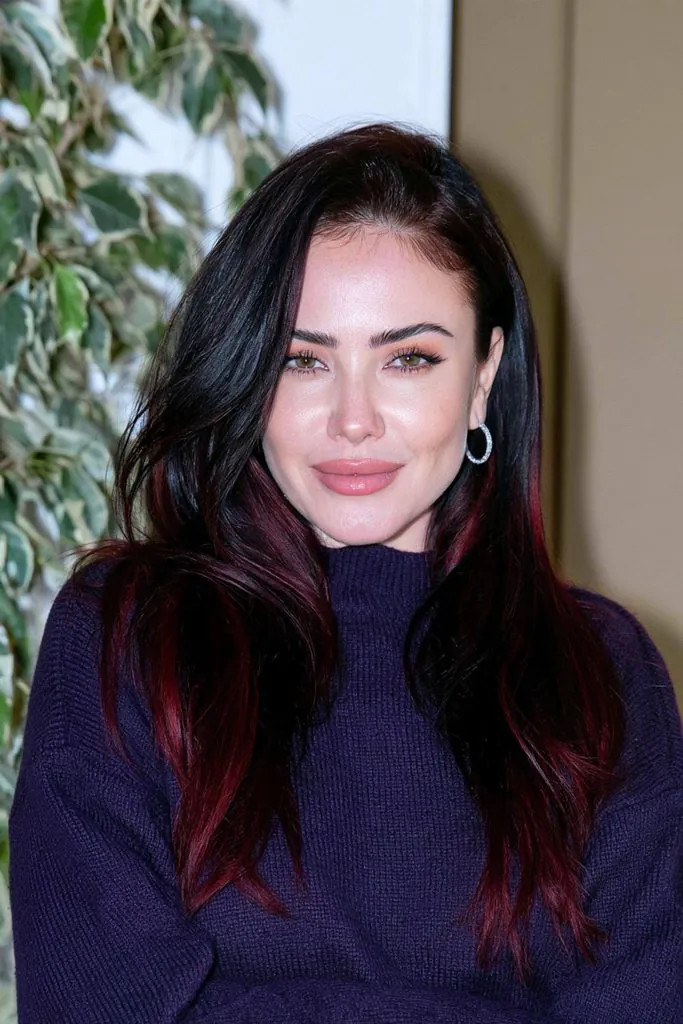 Black With Cherry Red Highlights Visual Idea — Black Cherry Hair