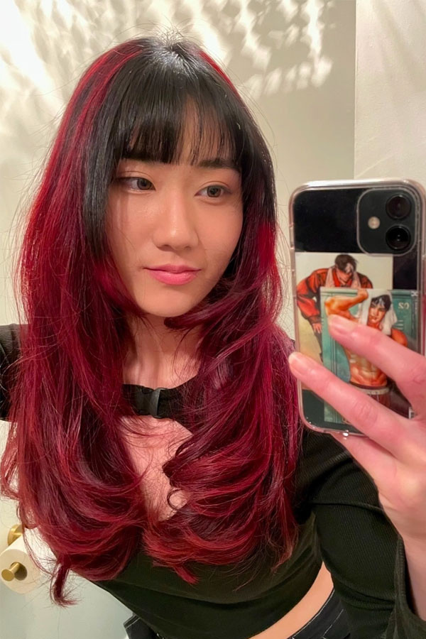 Visual Idea — The Hair Has A Side Parting Visual Idea — The Hair Has A Side Parting — Red and Black Hair