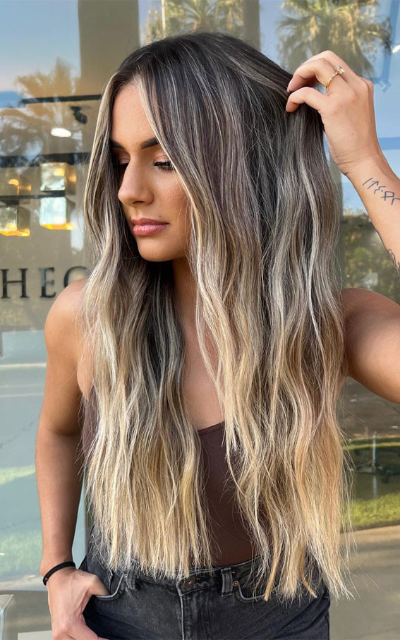 Visual Idea — Long Black Hair Balayage