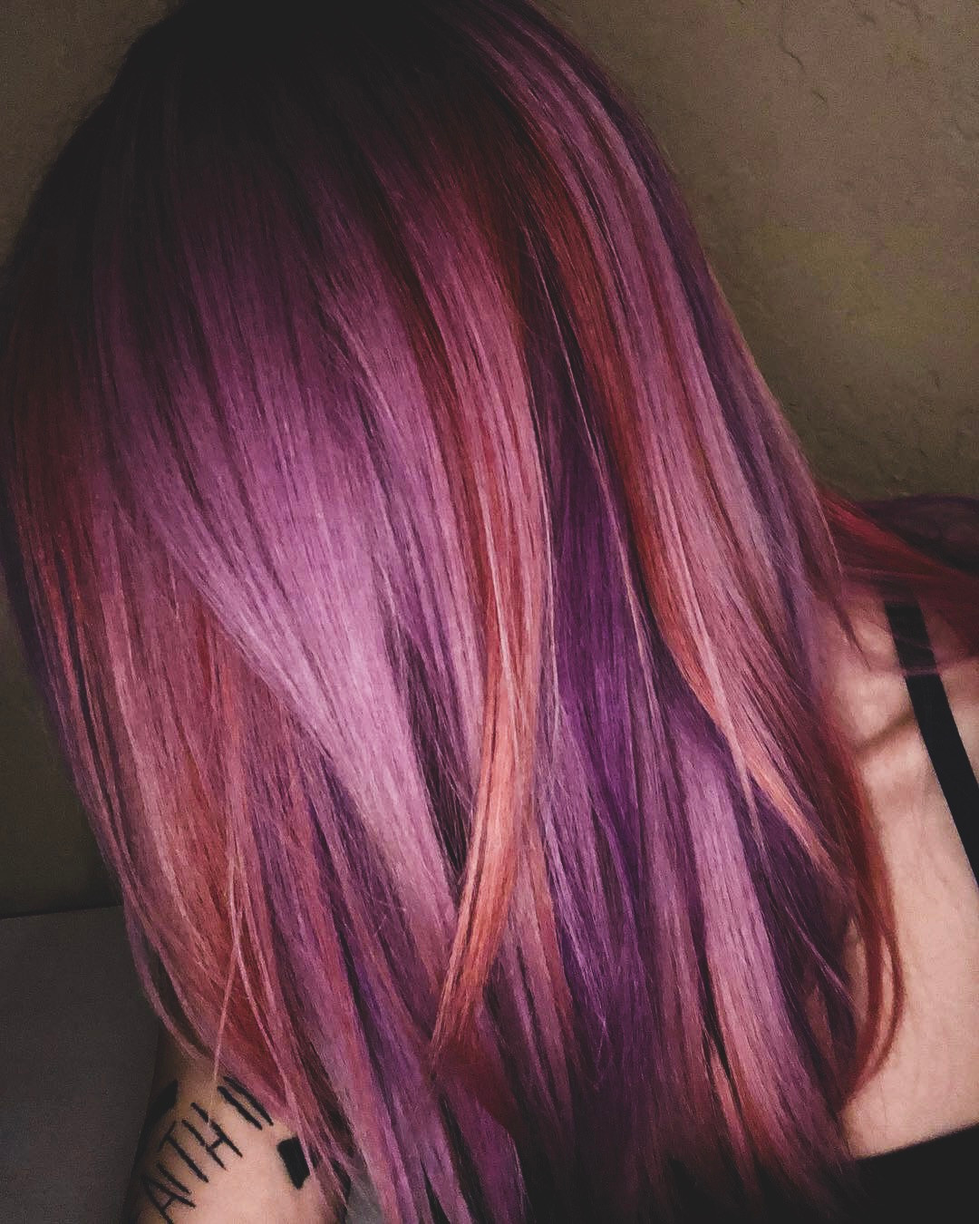Collarbone Cut With Pink Purple Blend — Pink and Purple Hair