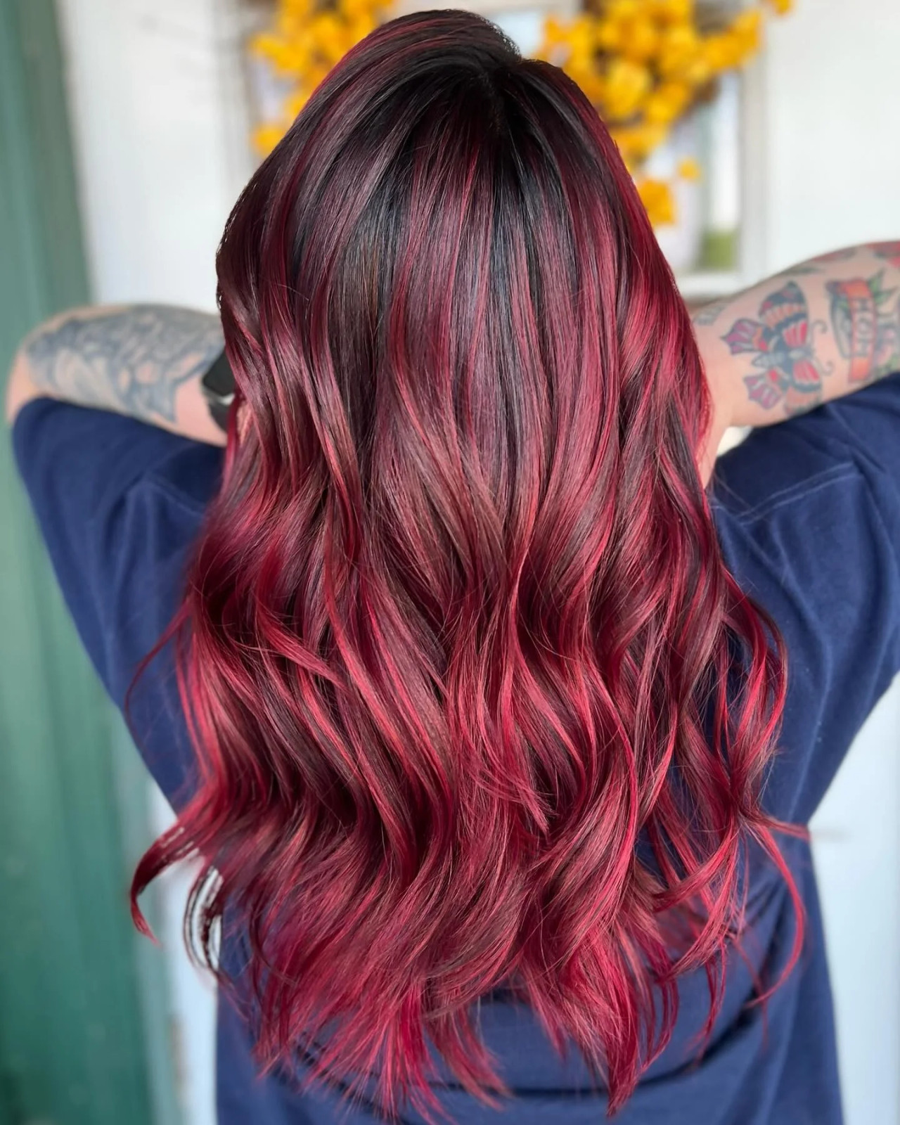 Sleek Magenta Updo — Magenta Hair
