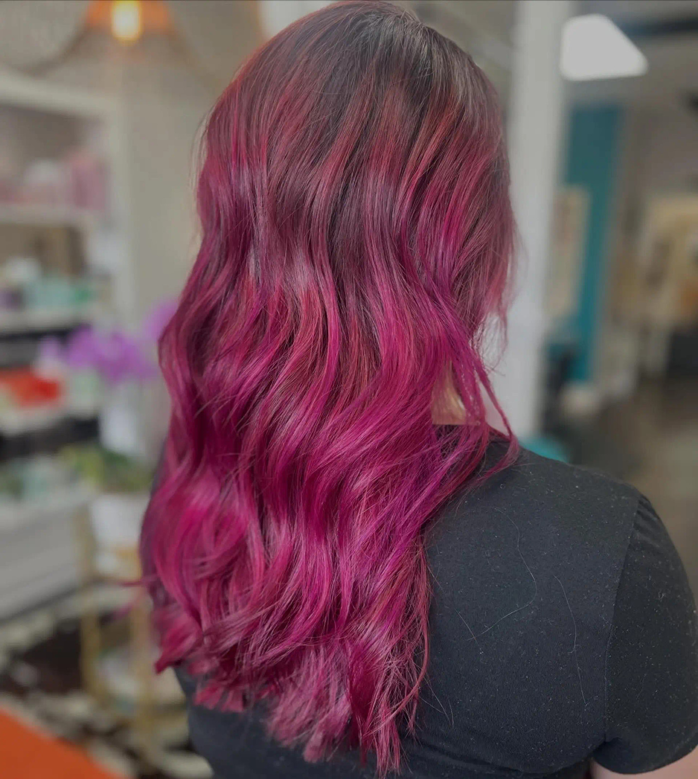 Magenta Pink Blend Mid-Back Waves — Magenta Hair